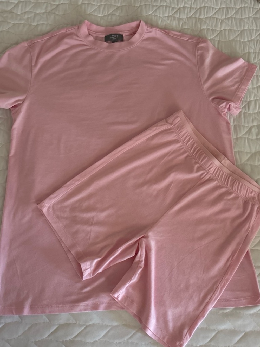 💕LOFT Sleep Women’s Pink Modal Jersey Pajama Set Crew Neck Elastic Waist S